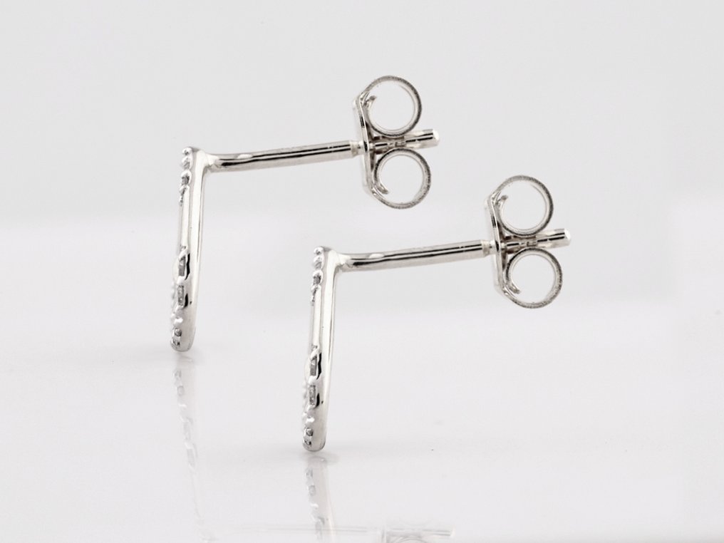 χωρίς τιμή ασφαλείας - Σκουλαρίκια - 14 καράτια Λευκός χρυσός -  0.06ct. tw. Διαμάντι (Φυσικό)  #2.1