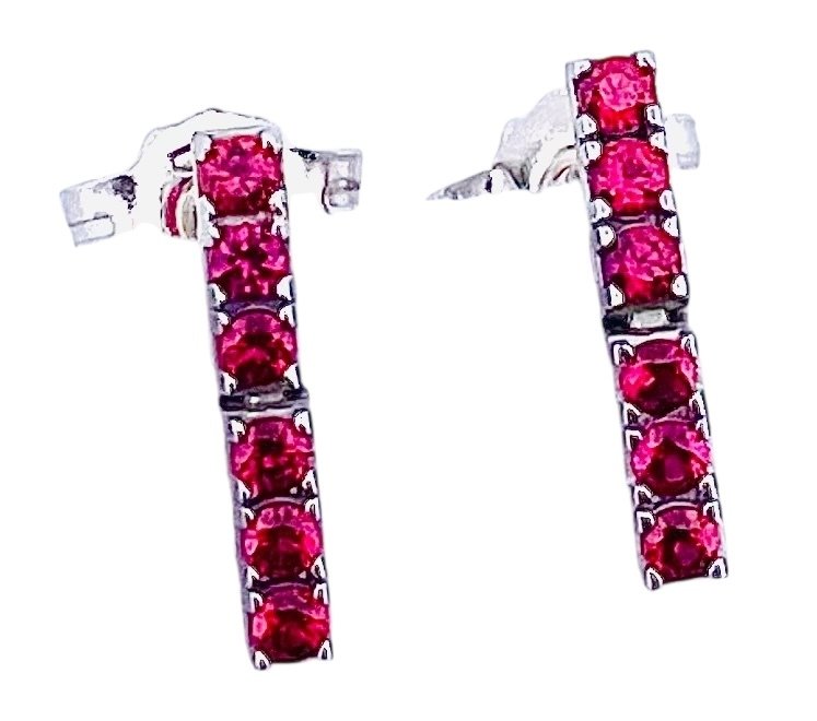 χωρίς τιμή ασφαλείας - Σκουλαρίκια - 18 καράτια Λευκός χρυσός Ρουμπίνι #1.0