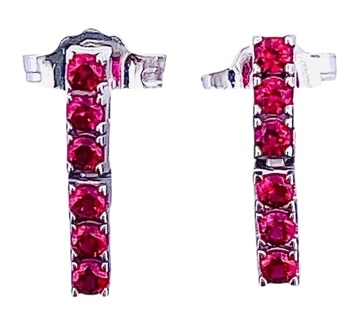 χωρίς τιμή ασφαλείας - Σκουλαρίκια - 18 καράτια Λευκός χρυσός Ρουμπίνι #1.0