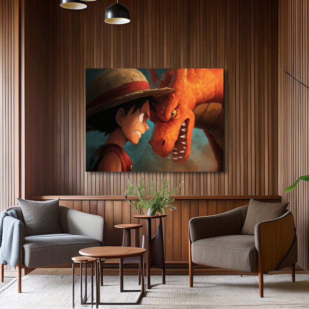 Canvas Fit - Alberto Ricardo - El Desafío del Fuego: Luffy vs. Charizard" #2.1