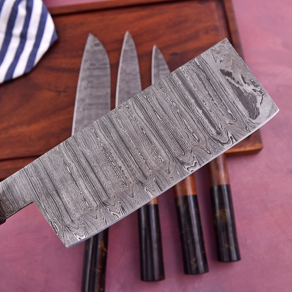 廚刀 - 木材、树脂与手工折叠钢 - 北美 - 厨师刀 #4.3