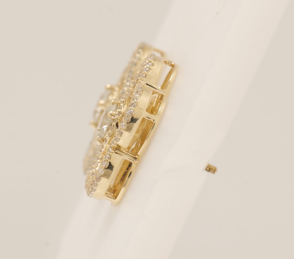 Βραδινά σκουλαρίκια - 14 καράτια Κίτρινο χρυσό -  2.69ct. tw. Διαμάντι (Φυσικό) - Διαμάντι - Λουλούδι Μόνος Σκουλαρίκια #3.2