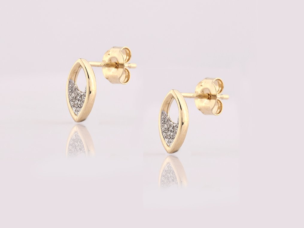 χωρίς τιμή ασφαλείας - Σκουλαρίκια - 14 καράτια Κίτρινο χρυσό - 0.05ct. tw. Διαμάντι (Φυσικό) #1.0