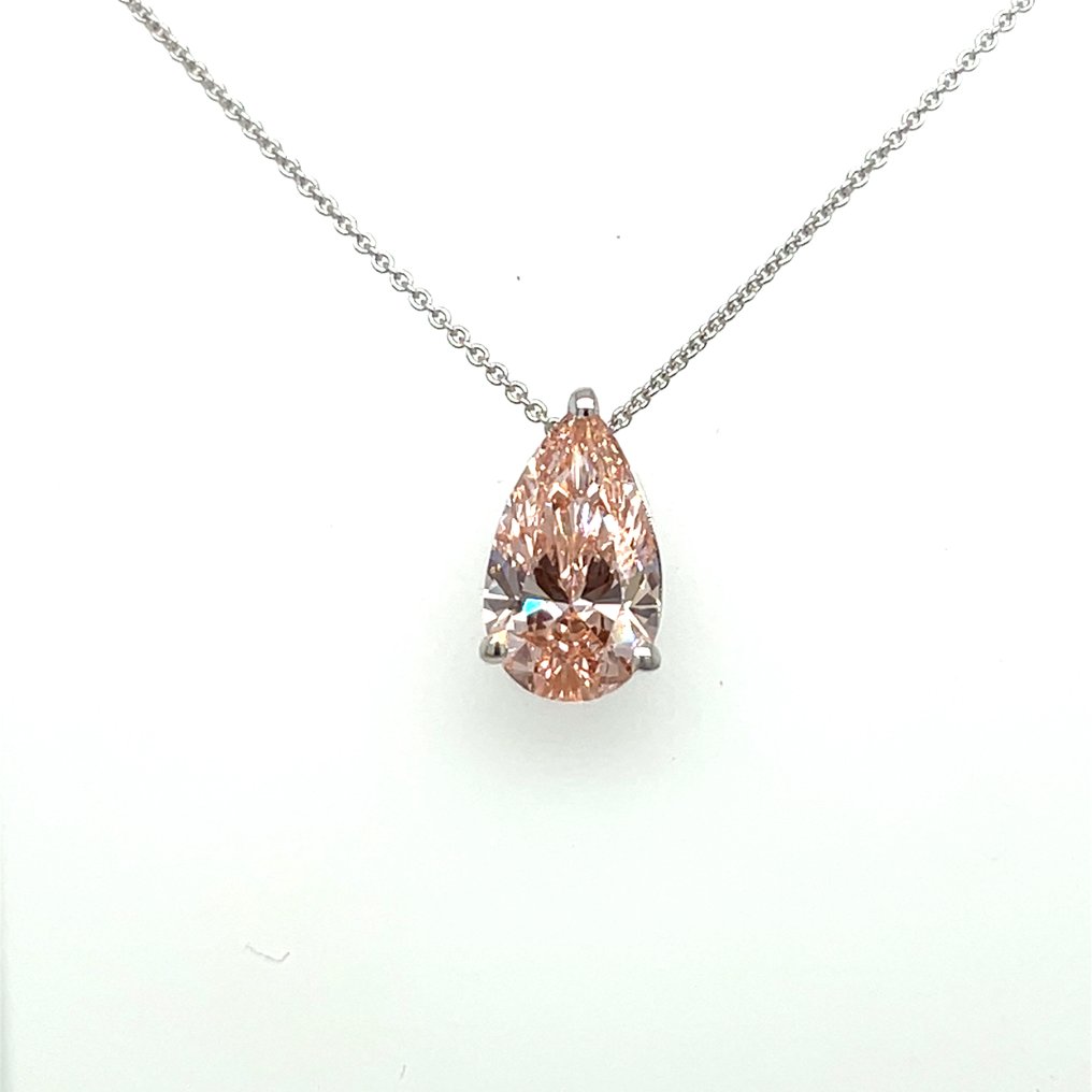 Halskette - 14 kt Weißgold - 4.27ct. tw. Rosa Diamant (Laborgezüchteter (Lab Grown) Fancy-Diamant) #1.0