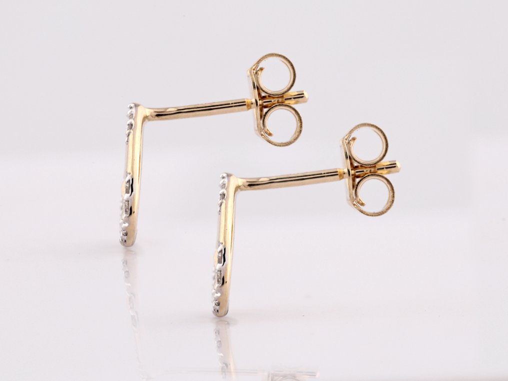 χωρίς τιμή ασφαλείας - Σκουλαρίκια - 14 καράτια Κίτρινο χρυσό -  0.06ct. tw. Διαμάντι (Φυσικό)  #1.0