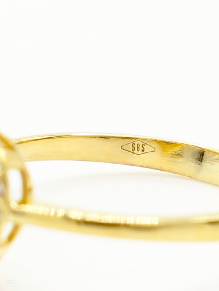 Sans prix de réserve - Bague - 14 carats Or jaune Saphir - Diamant #2.1