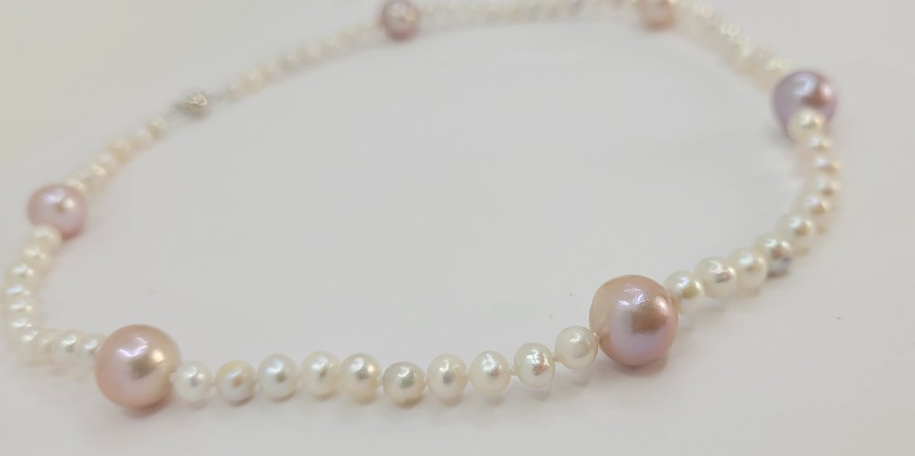 Zonder minimumprijs - Halsketting Zilver - 5.5x11mm Edison Pearls #3.2