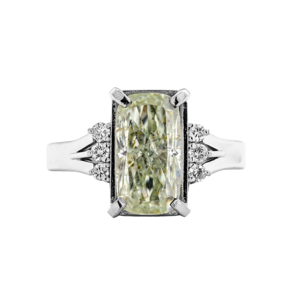 Sormus Platina - 3.66ct. tw. Keltainen Timantti (Luonnonvärinen) - Timantti #1.0