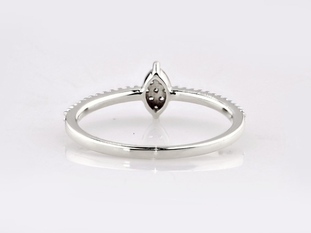 χωρίς τιμή ασφαλείας - Δαχτυλίδι - 14 καράτια Λευκός χρυσός -  0.11ct. tw. Διαμάντι (Φυσικό)  #3.2