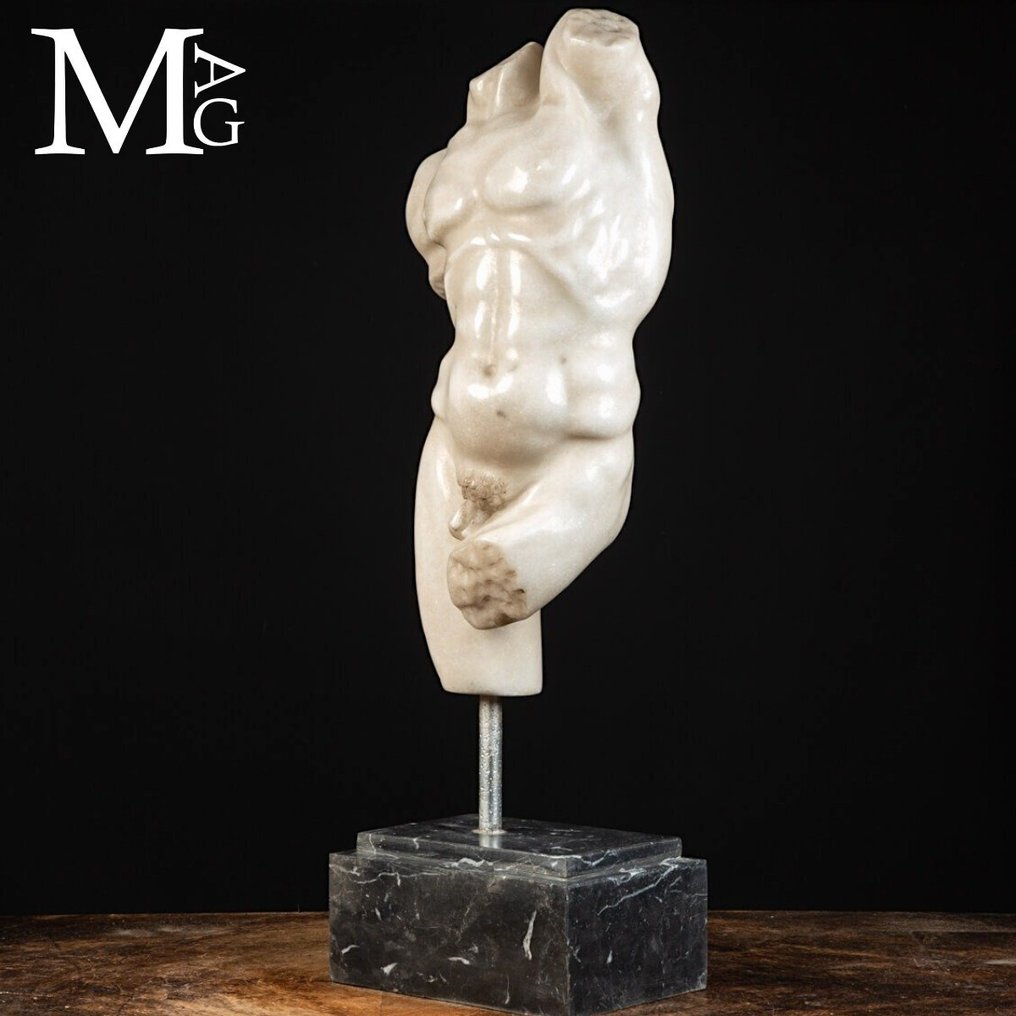 珍贵的白色卡拉拉大理石——雕刻于大理石中的男性半身像 雕像 - 660 mm #3.2