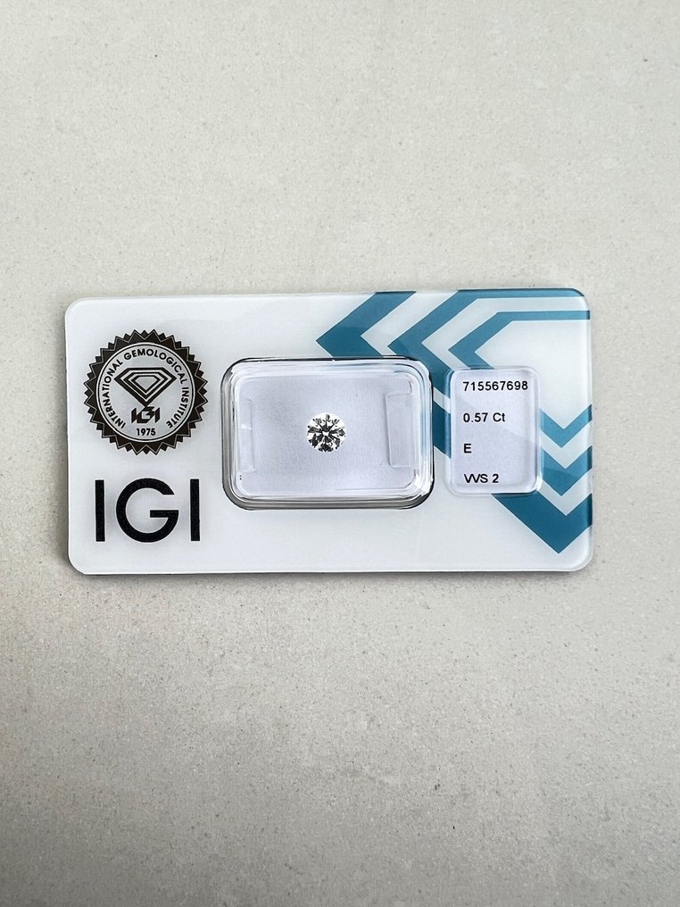 1 pcs 钻石  (天然)  - 0.57 ct - 圆形 - E - VVS2 极轻微内含二级 - 国际宝石研究院（IGI） #1.0