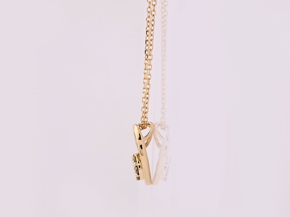 Collier avec pendentif - 14 carats Or jaune -  0.11ct. tw. Diamant (Naturelle)  #3.2