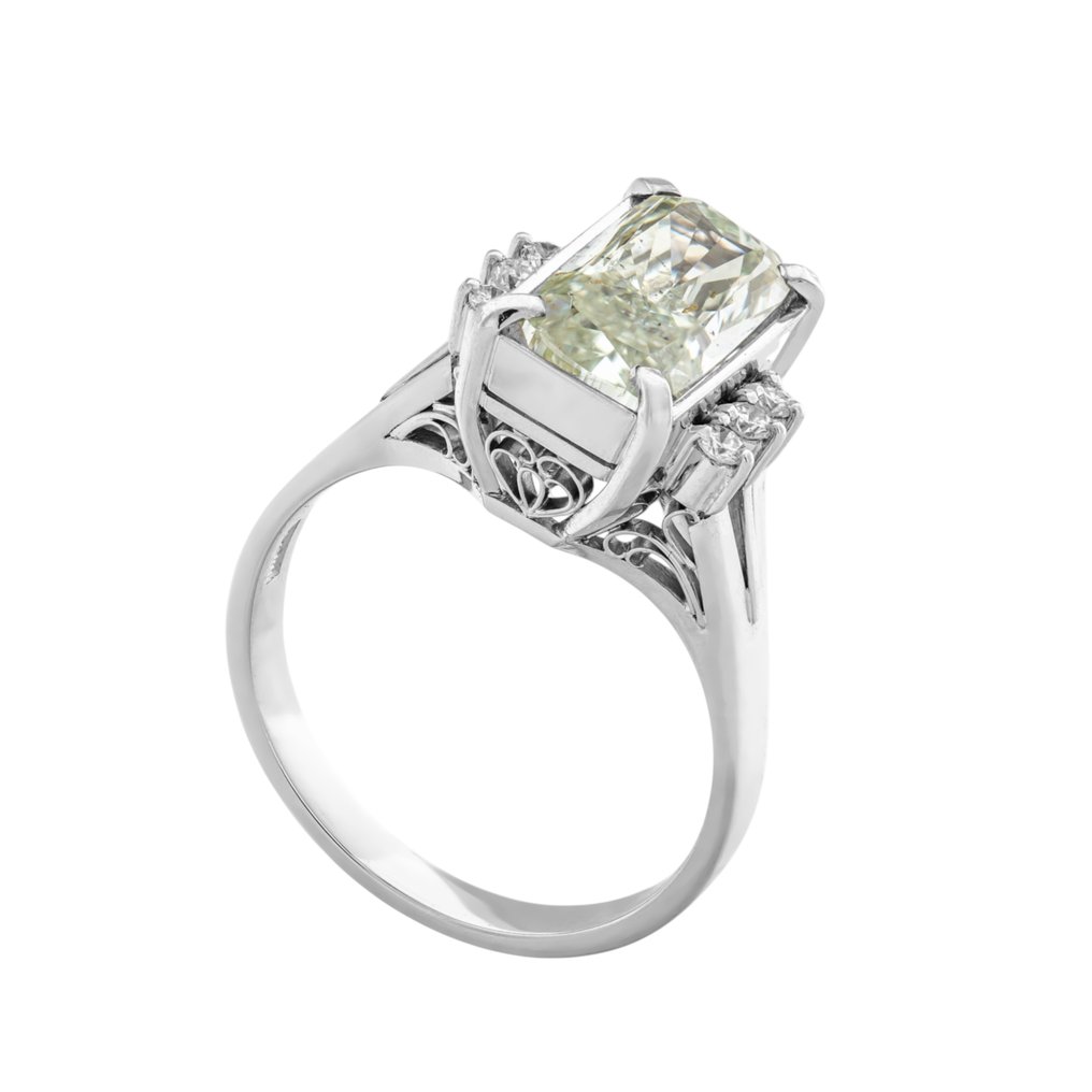 Sormus Platina - 3.66ct. tw. Keltainen Timantti (Luonnonvärinen) - Timantti #1.0