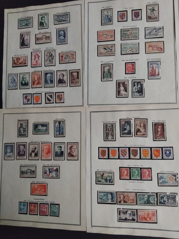 France 1952/1955 - Well-maintained set of semi-modern items from 1952 to 1955. Mint** without hinges on Yvert pages. - Complet avec les bonnes valeurs (Célébrités ,JO Helsinki, Préo,Croix Rouge ..) VOIR PHOTOS #2.1