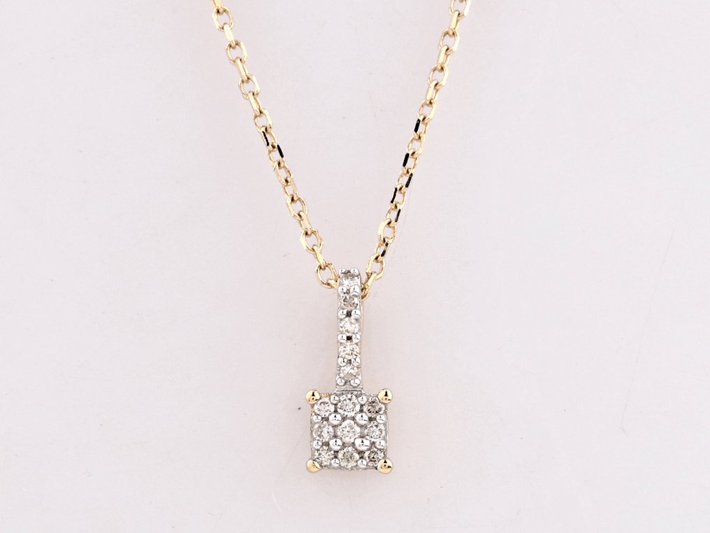 沒有保留價 - 吊墜頸鏈 - 14 克拉 黃金 - 0.06ct. tw. 鉆石 (天然) #1.0