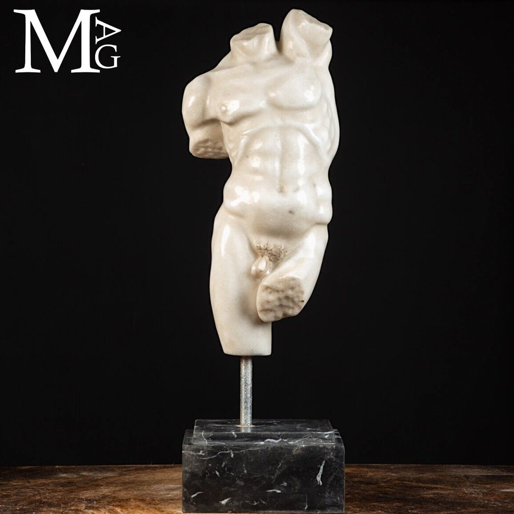 珍贵的白色卡拉拉大理石——雕刻于大理石中的男性半身像 雕像 - 660 mm #4.3