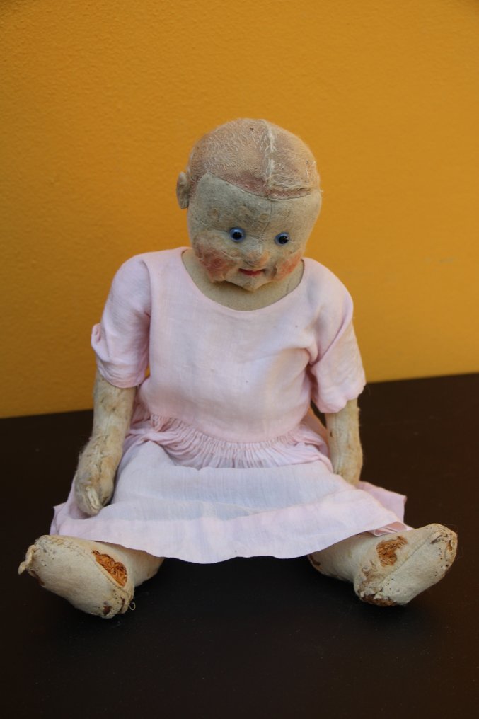 Steiff: Hilde, vilten pop, 1911, met knoopje  - Κούκλα - 1910-1920 - Γερμανία #1.0