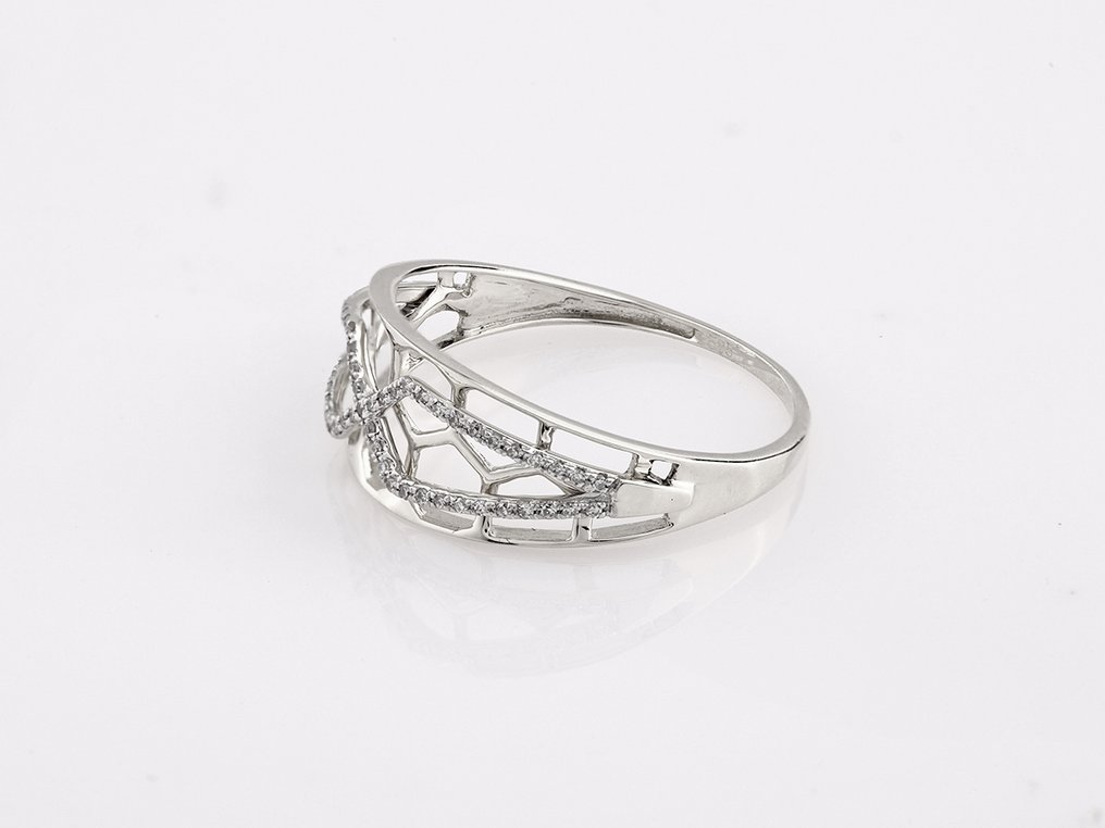 Ring - 14 karaat Witgoud - 0.10ct. tw. Diamant (Natuurlijk) #3.2