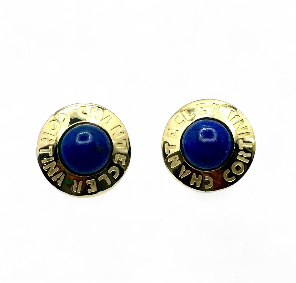 Chantecler - 耳环 - 18K包金 黄金 - 圆形青金石平坦宝石 #1.0