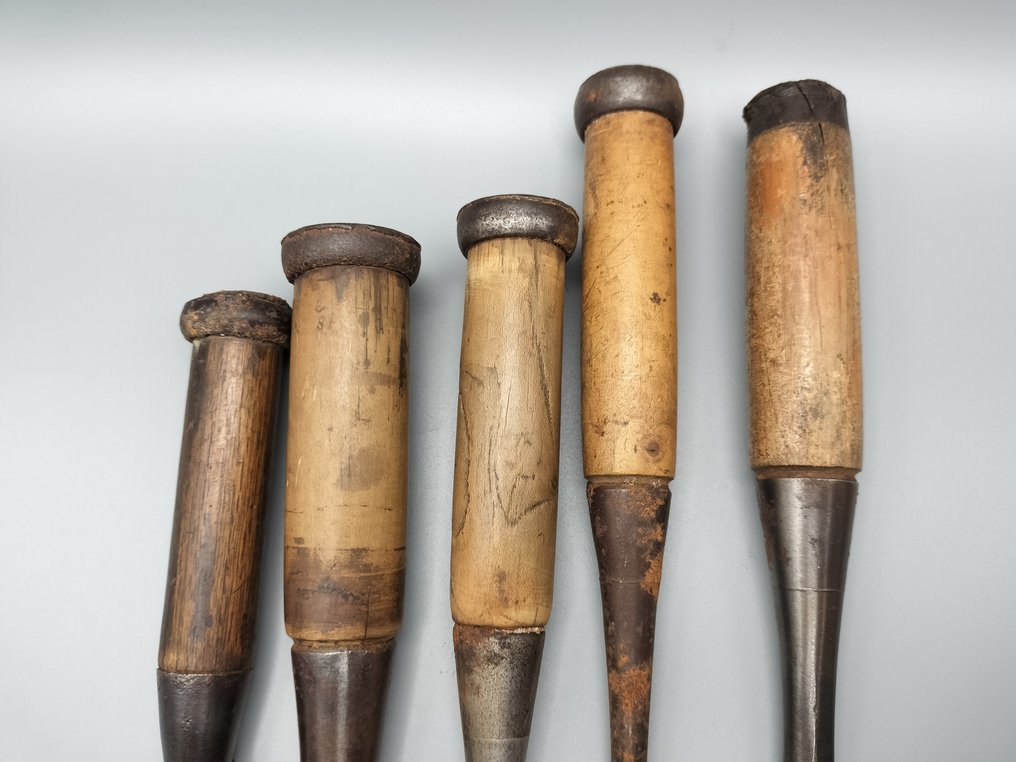 5x Vintage Japanese Chisel '鑿' NOMI Carpentry Tool - 工作工具 (5)  #4.3