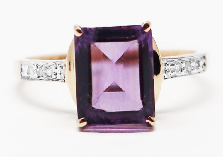 没有保留价 - 戒指 - 14K包金 黄金 紫水晶 - 钻石 #3.2