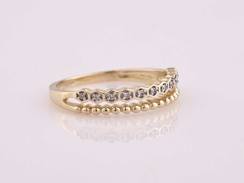 Gyűrű - 14 kt. Sárga arany - 0.05ct. tw. Gyémánt (Természetes) #3.2