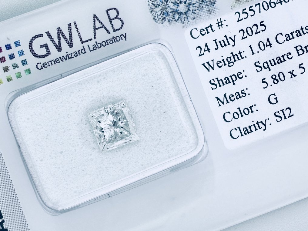 1 pcs Διαμάντι  (Φυσικό)  - 1.04 ct - Τετράγωνο - G - SI2 - Gemewizard Gemological Laboratory (GWLab) - ( NATURAL - EX/EX ) #3.2