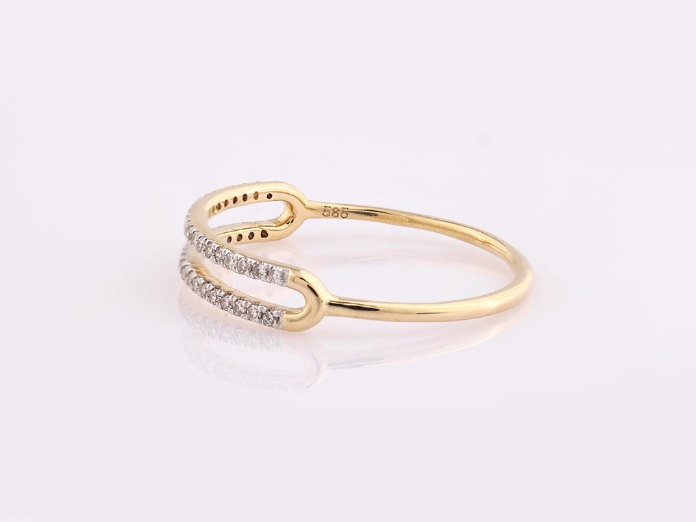 没有保留价 - 戒指 - 14K包金 黄金 -  0.13ct. tw. 钻石 (天然)  #3.2