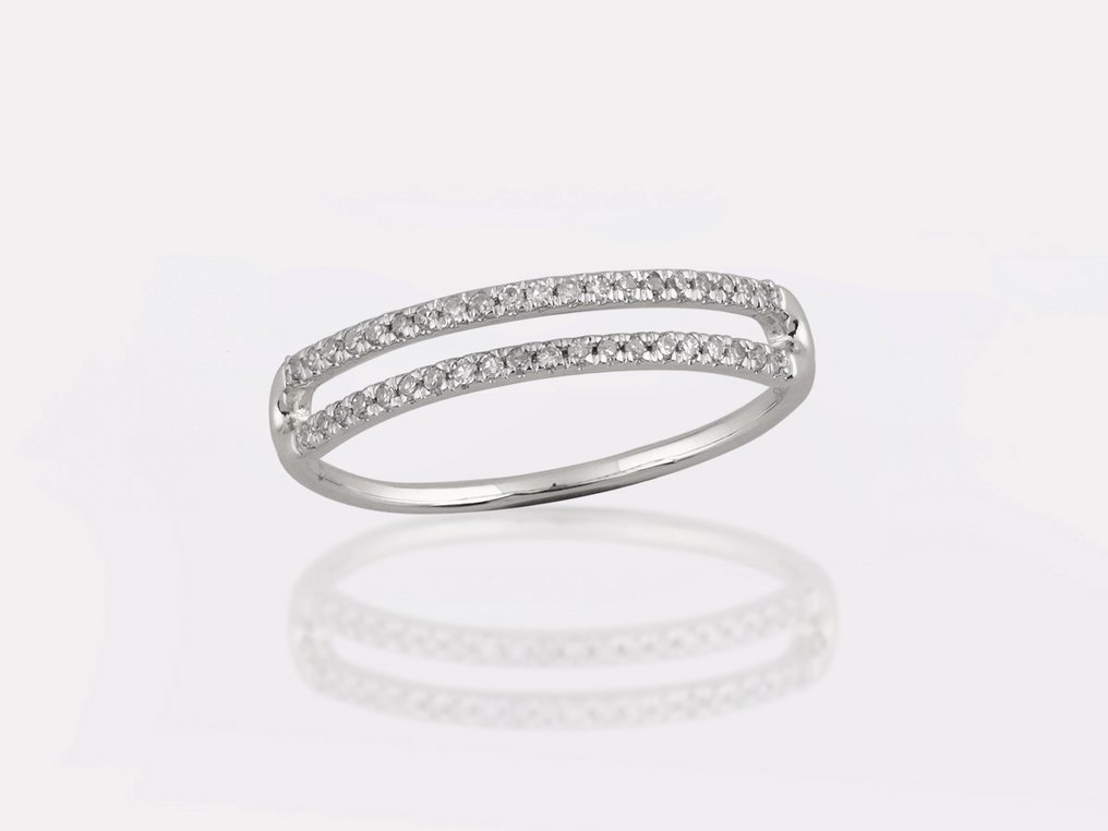 χωρίς τιμή ασφαλείας - Δαχτυλίδι - 14 καράτια Λευκός χρυσός -  0.13ct. tw. Διαμάντι (Φυσικό)  #1.0