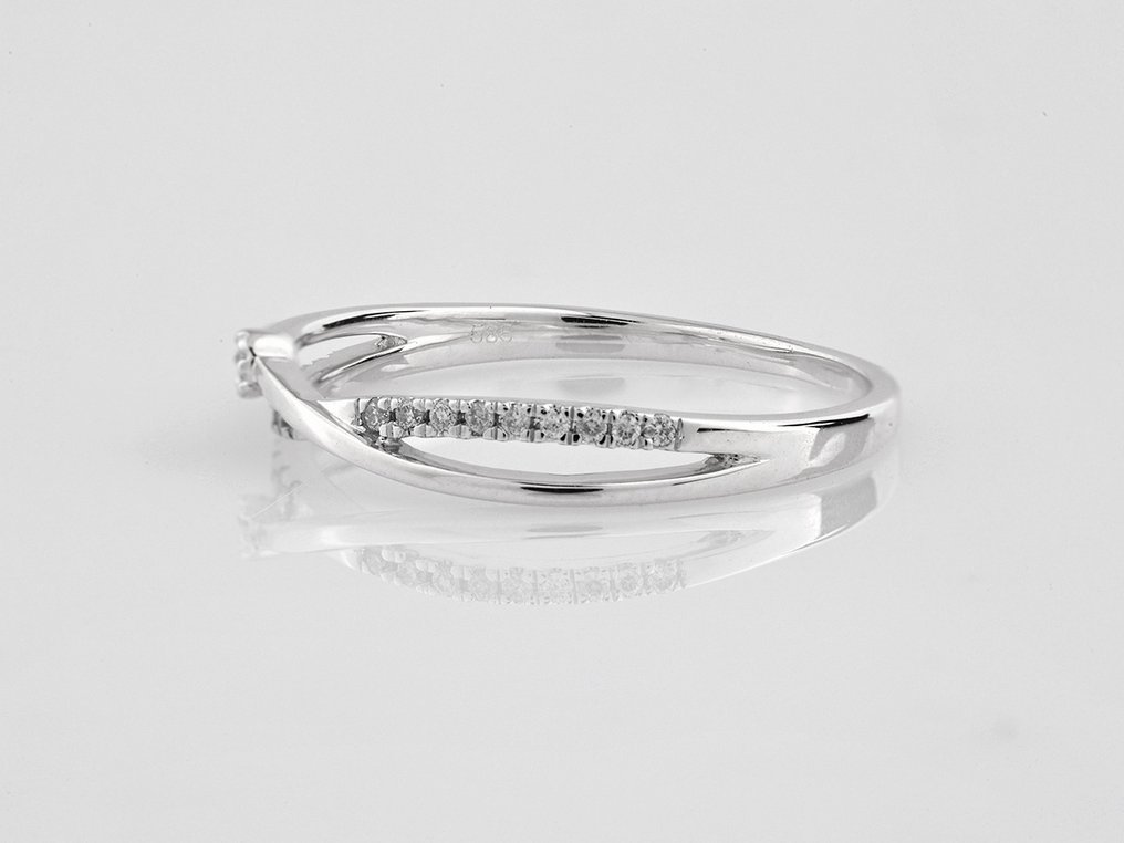 Gyűrű - 14 kt. Fehér arany - 0.10ct. tw. Gyémánt (Természetes) #1.0