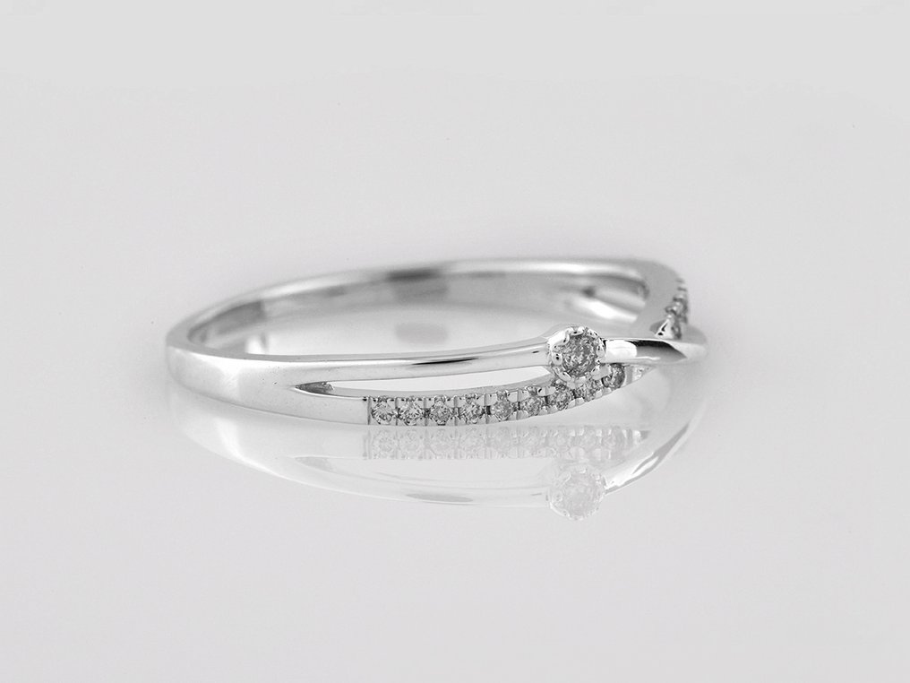 Gyűrű - 14 kt. Fehér arany - 0.10ct. tw. Gyémánt (Természetes) #3.2