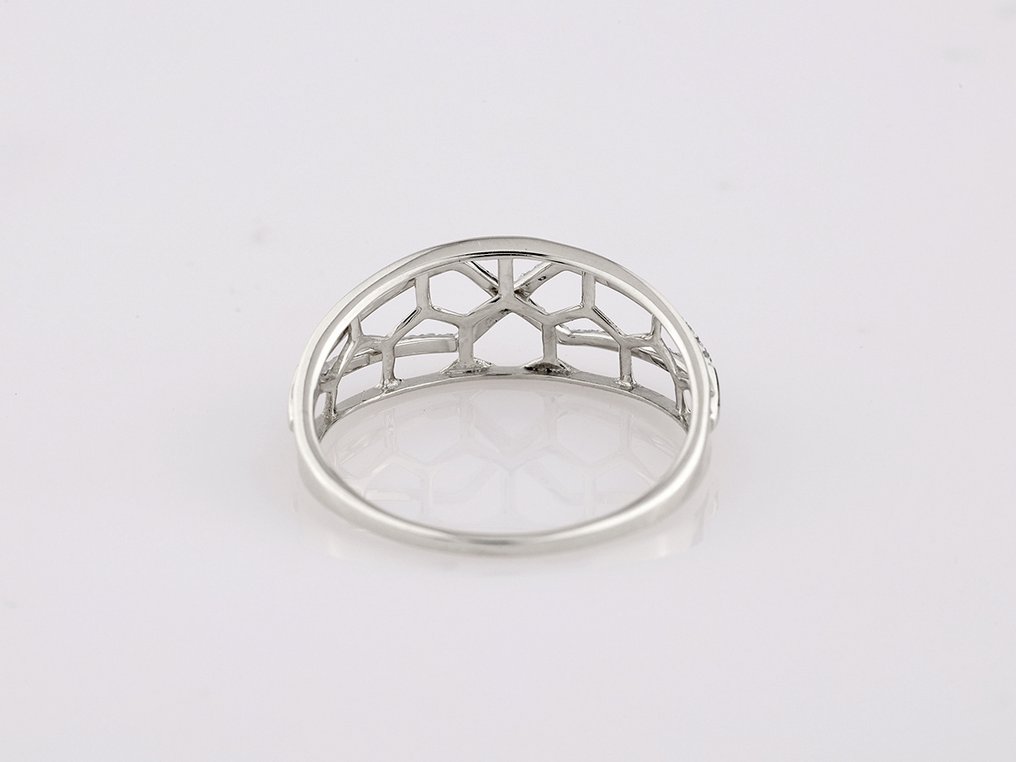 Ring - 14 karaat Witgoud - 0.10ct. tw. Diamant (Natuurlijk) #4.3