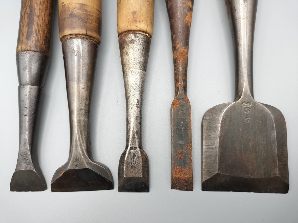 5x Vintage Japanese Chisel '鑿' NOMI Carpentry Tool - 工作工具 (5)  #3.2