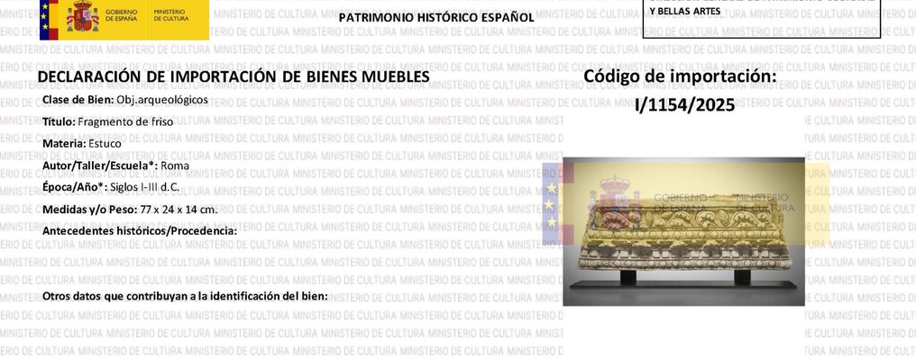 Ancient Roman Stucco Fragment of frieze - 24 cm #3.2