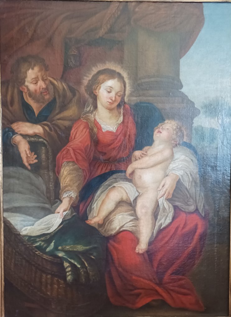 Scuola Fiamminga del XVII secolo Antonio van Dyck e Jan van Balen, Attributed to - Sacra Famiglia #3.2