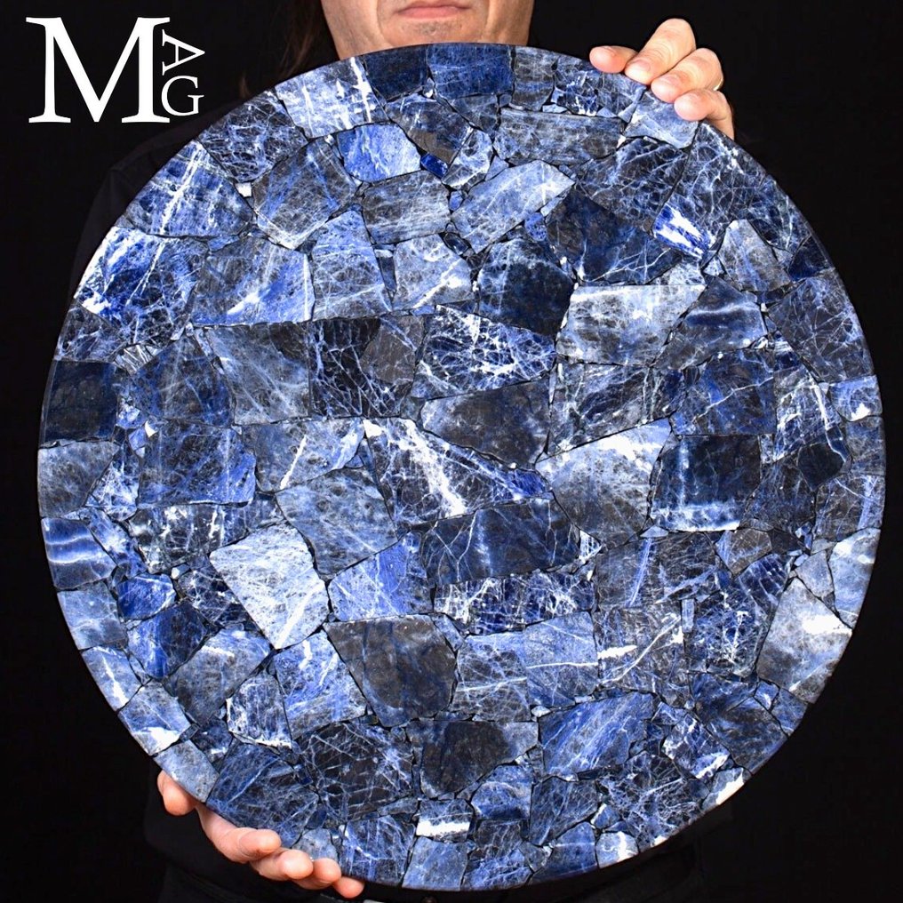 Precious Sodalite Mosaic - Exclusive Coffee Table - Height: 50 cm - Width: 50 cm- 5 kg #2.1