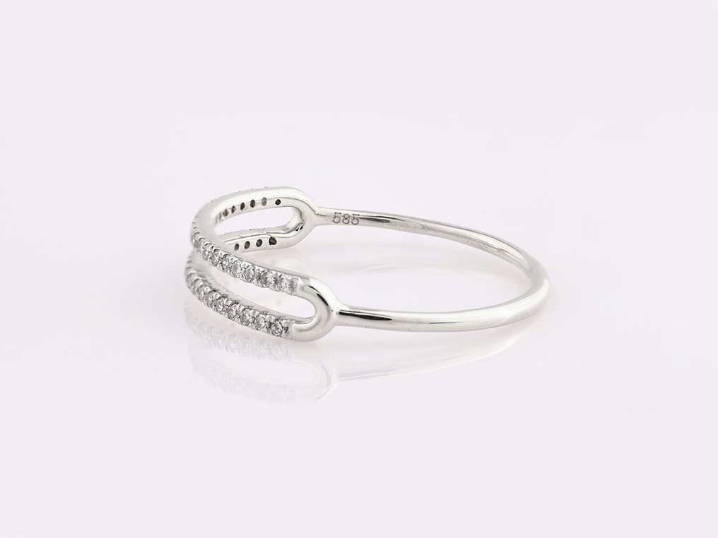 χωρίς τιμή ασφαλείας - Δαχτυλίδι - 14 καράτια Λευκός χρυσός -  0.13ct. tw. Διαμάντι (Φυσικό)  #3.2