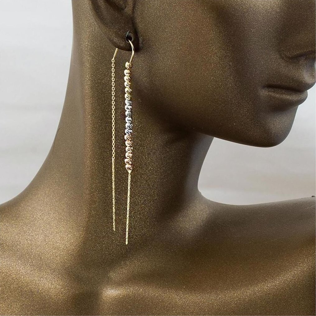 Handmade - 耳環 - 14 克拉 黃金 - 多彩的多瑞卡滴 #1.0