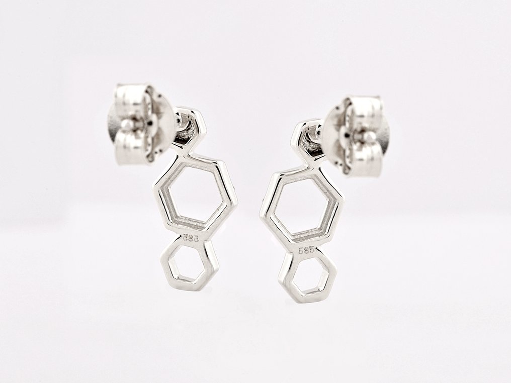 χωρίς τιμή ασφαλείας - Σκουλαρίκια - 14 καράτια Λευκός χρυσός -  0.07ct. tw. Διαμάντι (Φυσικό)  #3.2