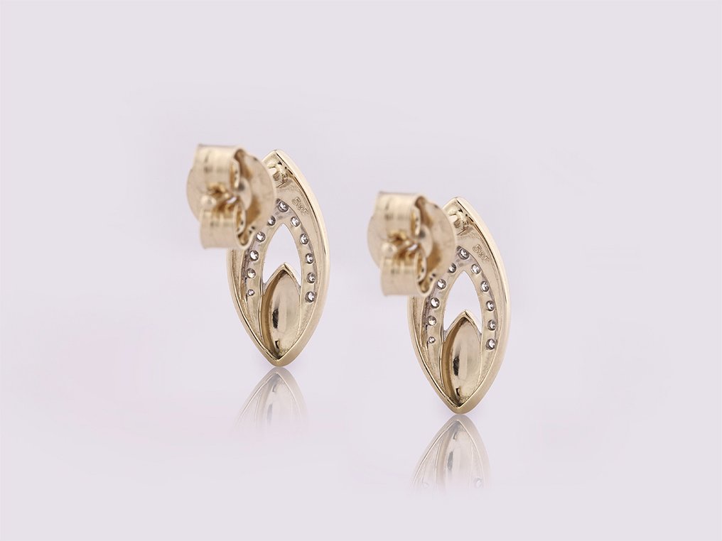 Sans prix de réserve - Boucles d'oreilles - 14 carats Or jaune - 0.09ct. tw. Diamant (Naturelle) #3.2