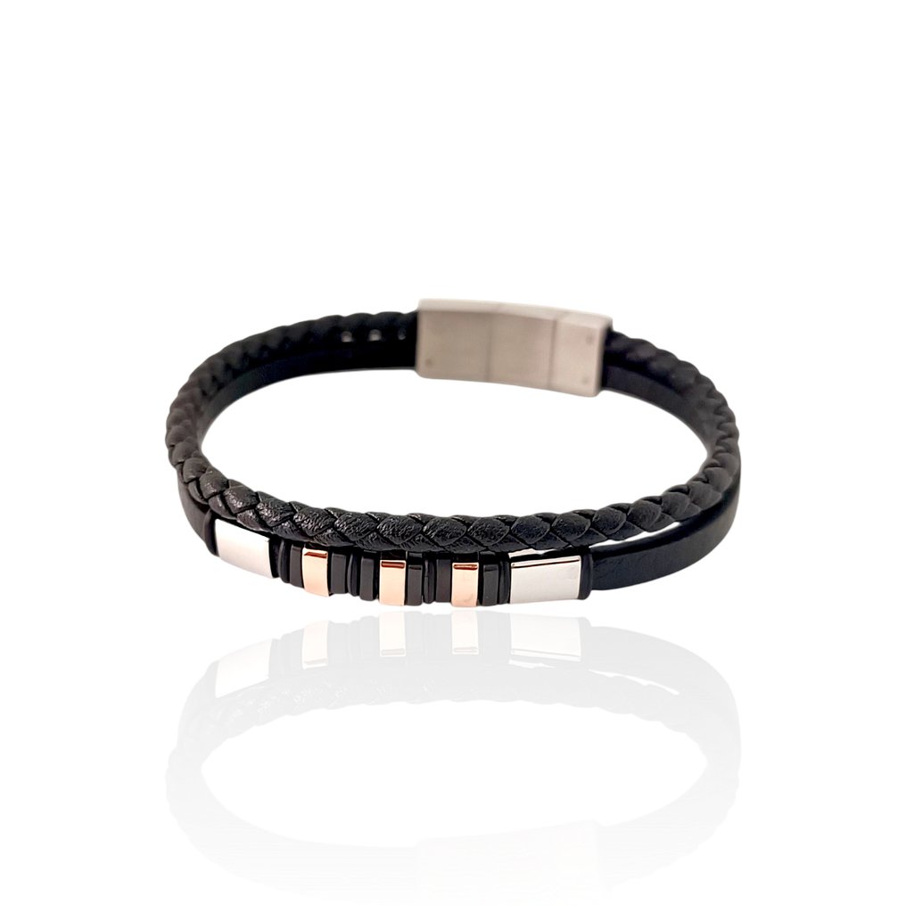 18K包金 - 基础手链,采用外科级不锈钢, 玫瑰金 - 手镯 - Manifattura Italiana #3.2