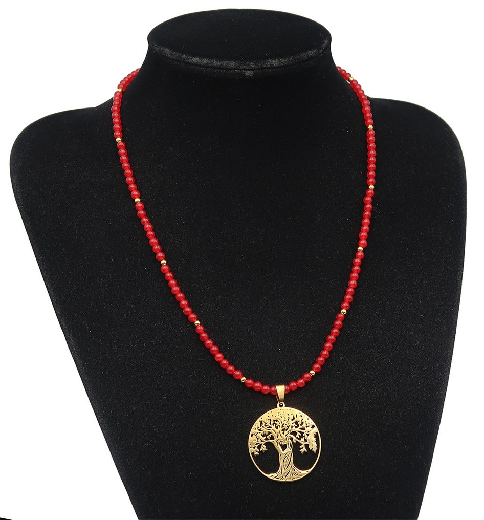 Rubis – Pyhä elämänpuu – Elämän ja harmonian energia – 14 karaatin kultainen lukko - Kaulakoru #3.2