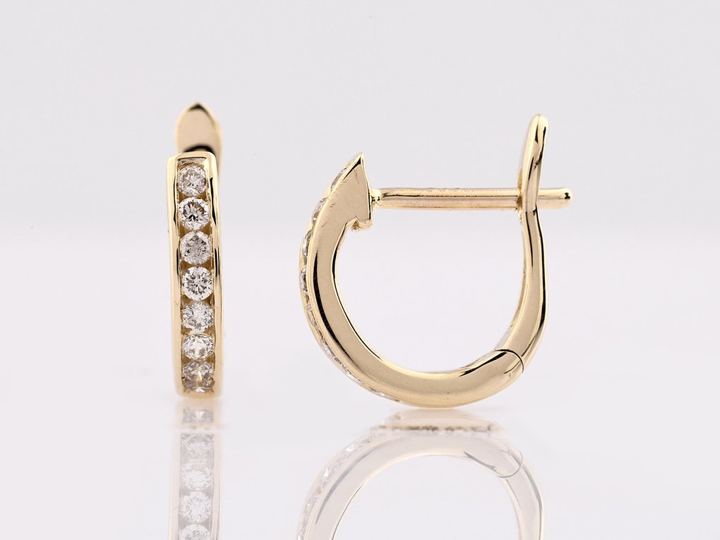 没有保留价 - 耳环 - 14K包金 黄金 -  0.16ct. tw. 钻石 (天然)  #1.0