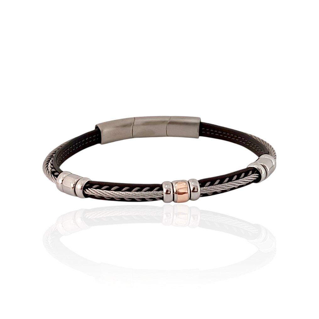 18 καράτια - Βραχιόλι σε χειρουργικό ατσάλι., Ροζ χρυσό - Βραχιόλι - Χειροποίητο στην Ιταλία #1.0