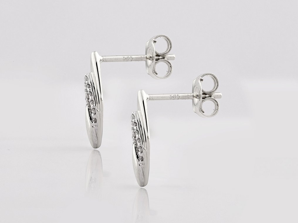 χωρίς τιμή ασφαλείας - Σκουλαρίκια - 14 καράτια Λευκός χρυσός -  0.10ct. tw. Διαμάντι (Φυσικό)  #2.1