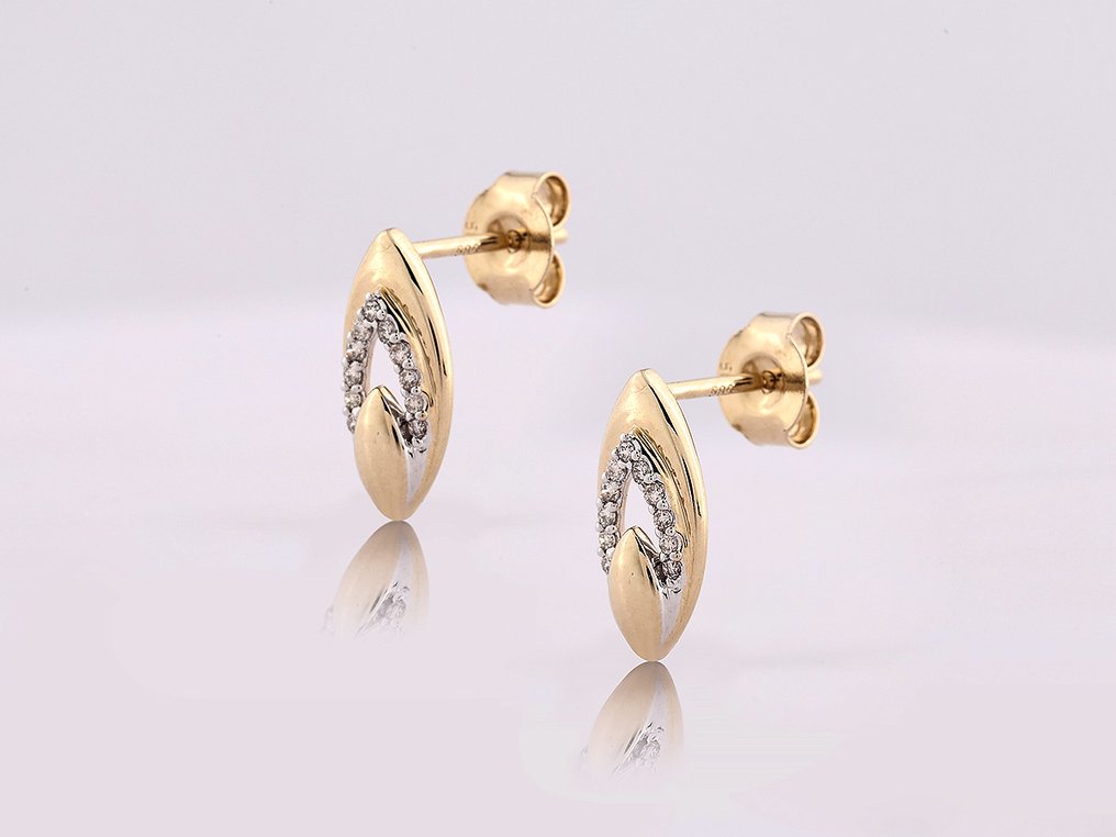 Sans prix de réserve - Boucles d'oreilles - 14 carats Or jaune - 0.09ct. tw. Diamant (Naturelle) #1.0