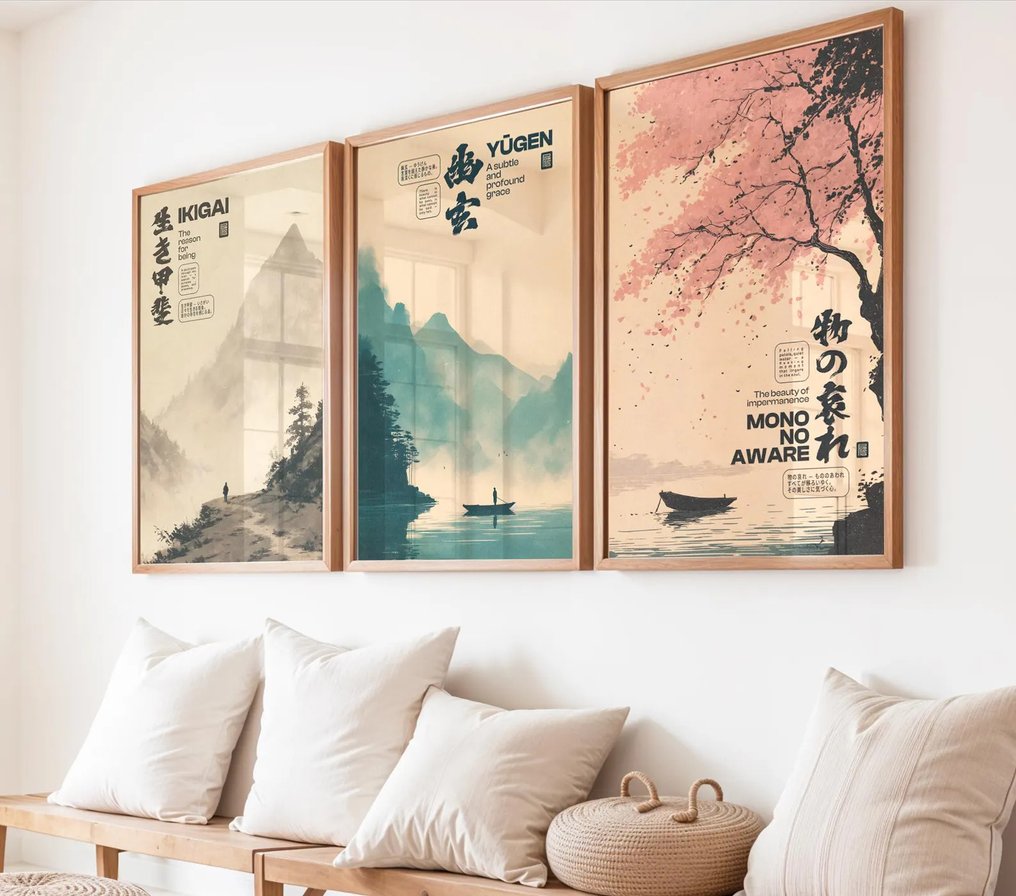 I_KONIQ - Lot of 3 生き甲斐  幽玄  物の哀れ Ikigai – ragione dell'essere, Yūgen – grazia sottile, Mono no Aware – la #4.3