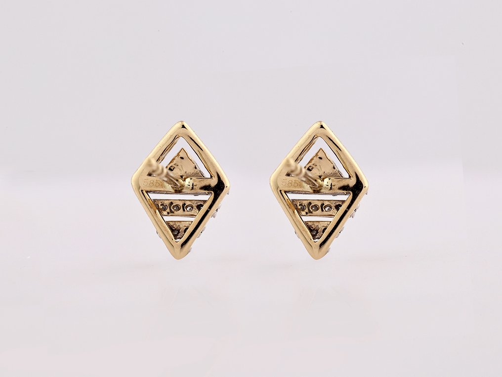 χωρίς τιμή ασφαλείας - Σκουλαρίκια - 14 καράτια Κίτρινο χρυσό - 0.09ct. tw. Διαμάντι (Φυσικό) #3.2