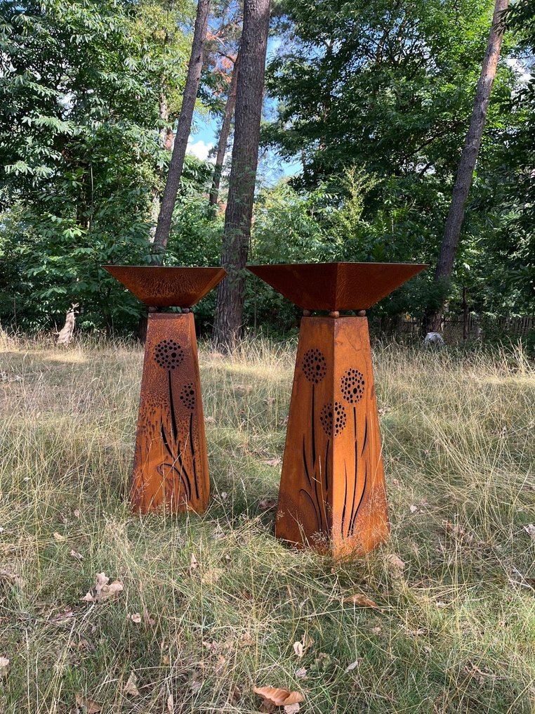 户外雕塑, Bloembak - Roest - Zuil - 97 cm - 科尔滕钢 #4.3