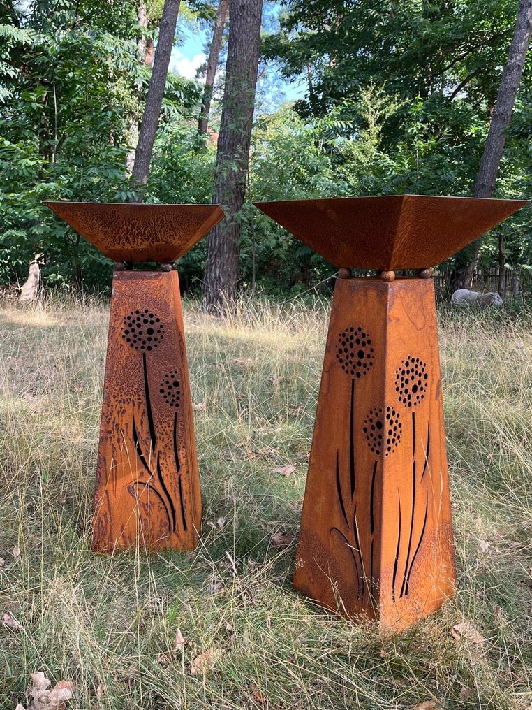 户外雕塑, Bloembak - Roest - Zuil - 97 cm - 科尔滕钢 #1.0